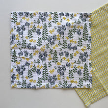 Load image into Gallery viewer, fort & field | 100% cotton botanical green/yellow dishcloths - set of 2