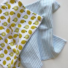 Load image into Gallery viewer, fort & field | 100% cotton lemon and check kitchen dishcloths - set of 2