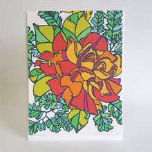 Load image into Gallery viewer, Little Green - Botanical Orange Rose Blank Note Card / Art Greeting Card