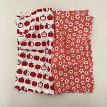 Load image into Gallery viewer, fort & field | 100% cotton red apple/flower kitchen dishcloths - set of 2
