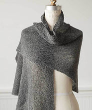 Load image into Gallery viewer, Image of mannequin wearing dark gray knitted wrap 