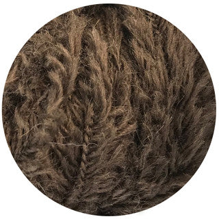 Close up of dark brown feathery wool yarn