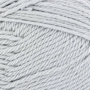 Close up of light gray strands of yarn