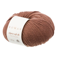 Load image into Gallery viewer, Rowan Alpaca Soft DK yarn in color Toffee with white label on white background