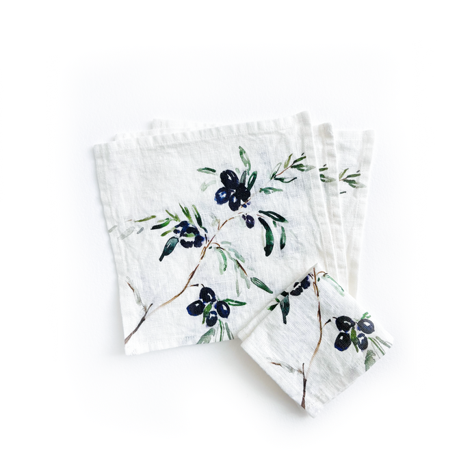 Darling Lemon | Olives: Set of 4 cocktail napkins