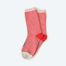 Load image into Gallery viewer, Cole Thin Stripe Crew Socks — Poppy | Hooray Sock Co.