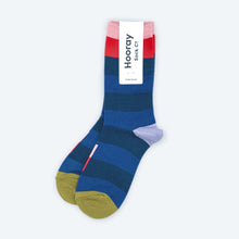 Load image into Gallery viewer, Fillmore Bold Stripe Crew Socks — Marina Blue | Hooray Sock Co.