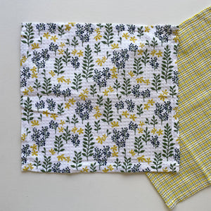 fort & field | 100% cotton botanical green/yellow dishcloths - set of 2
