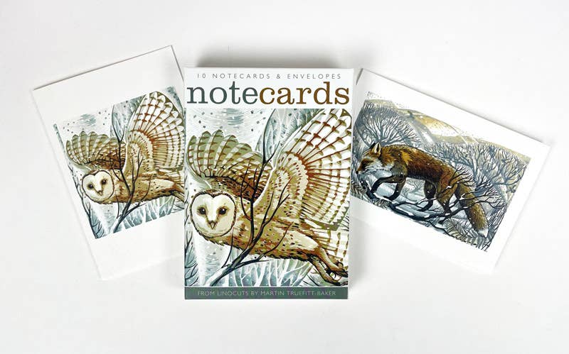 Barn Owl / Winter Fox Notecards - Martin Truefitt Baker | Art Angels