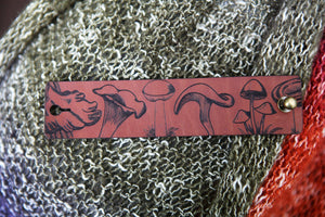 Mushroom Leather Shawl Cuff with Bronze Stud for Scarves | Sunrise Grove