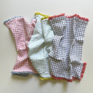 fort & field | 100% cotton waffle square bright fringe kitchen dishcloth