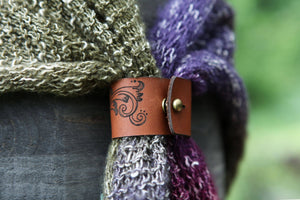 Leather Shawl Cuff with Bronze Stud for Scarves & Shawls | Sunrise Grove