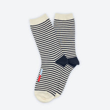 Load image into Gallery viewer, Cole Thin Stripe Crew Socks — Midnight | Hooray Sock Co.