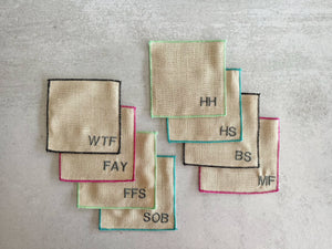 Colorful Sweary Cocktail Coasters, set of eight | Dot and Army