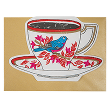 Load image into Gallery viewer, Birdy Tea Cup Cut-Out Greeting Card | Archivist Gallery