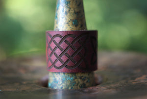 Leather Celtic Knot Shawl Cuff with Bronze Stud | Sunrise Grove