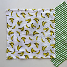 Load image into Gallery viewer, fort &amp; field | 100% cotton banana and stripe kitchen dishcloths - set of 2