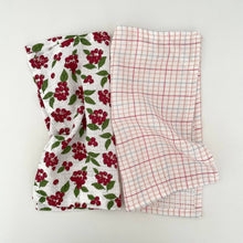Load image into Gallery viewer, fort &amp; field | 100% cotton cranberry plaid kitchen dishcloths - set of 2