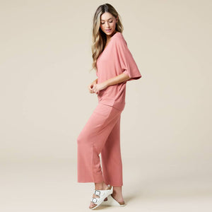 Dream Jersey Relaxed V-neck with Capri Lounge Set for Women | Softies