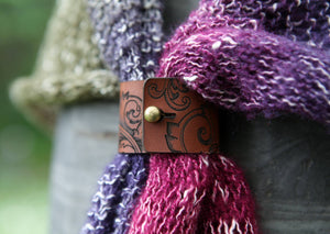 Leaf Scroll Leather Shawl Cuff | Sunrise Grove