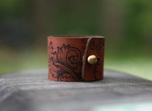 Leather Shawl Cuff with Bronze Stud for Scarves & Shawls | Sunrise Grove