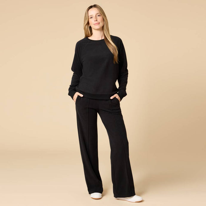Softies | Vintage Velvet Raglan Crew Neck with Pintuck Wide Leg Pant