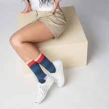Load image into Gallery viewer, Fillmore Bold Stripe Crew Socks — Marina Blue | Hooray Sock Co.