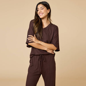 Dream Jersey Relaxed V-neck with Capri Lounge Set for Women | Softies