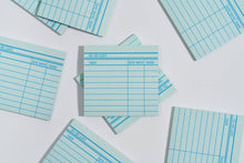 Load image into Gallery viewer, Library Card Post-It ® Sticky Notes - Blue | Marigold Press