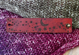 Leather Stars and Moon Shawl Cuff with Bronze Stud | Sunrise Grove