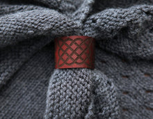 Load image into Gallery viewer, Leather Celtic Knot Shawl Cuff with Bronze Stud | Sunrise Grove