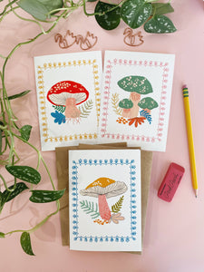 Retro Mushrooms Notecard Set | Dream Folk Studio
