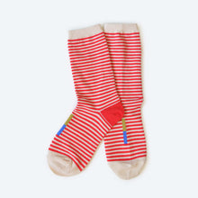 Load image into Gallery viewer, Cole Thin Stripe Crew Socks — Poppy | Hooray Sock Co.