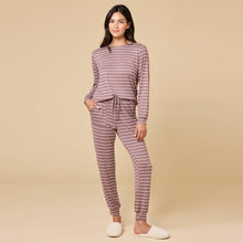 Load image into Gallery viewer, Softies | Women&#39;s Cloud Soft Striped Dream Jersey Crew Neck Lounge Set