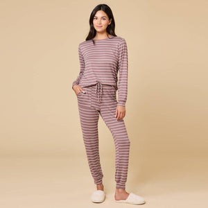 Softies | Women's Cloud Soft Striped Dream Jersey Crew Neck Lounge Set