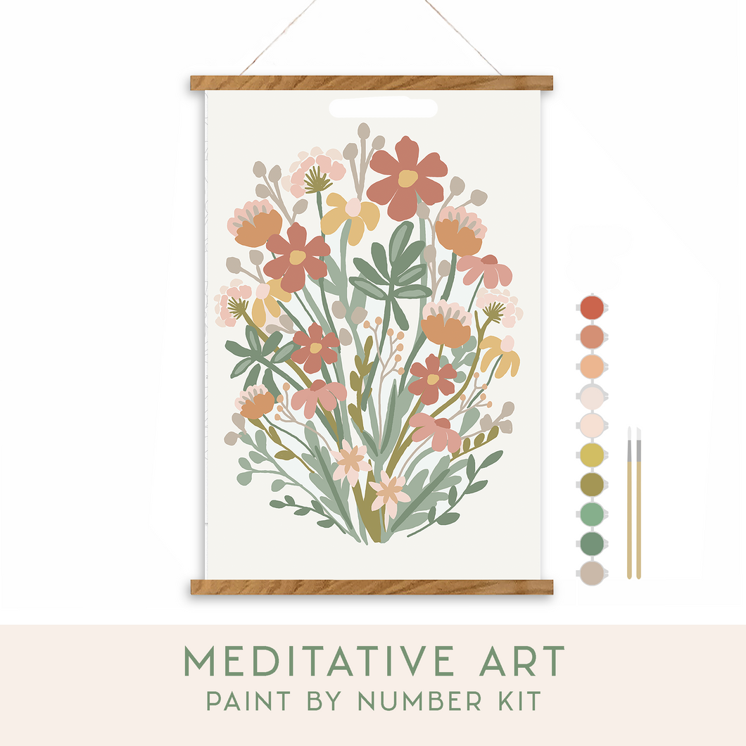 Wildflowers Meditative Art Paint by Number Kit | Breathe People