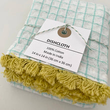Load image into Gallery viewer, fort &amp; field | 100% cotton waffle square bright fringe kitchen dishcloth