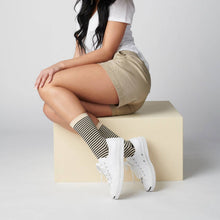 Load image into Gallery viewer, Cole Thin Stripe Crew Socks — Midnight | Hooray Sock Co.