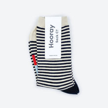 Load image into Gallery viewer, Cole Thin Stripe Crew Socks — Midnight | Hooray Sock Co.