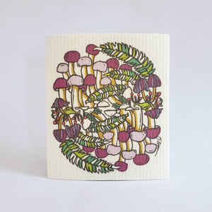 Little Green - Eco-Friendly Dishcloth Fall Mushroom Design, Swedish Towel