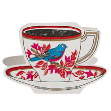 Load image into Gallery viewer, Birdy Tea Cup Cut-Out Greeting Card | Archivist Gallery