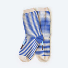 Load image into Gallery viewer, Cole Thin Stripe Crew Socks — Pacific | Hooray Sock Co.