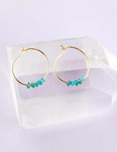 Load image into Gallery viewer, Gold Hoop Gemstone Earrings | SoulKu