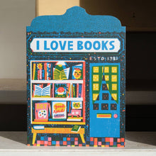 Load image into Gallery viewer, Book Shop Die Cut Card | The Printed Peanut Homeware &amp; Stationery