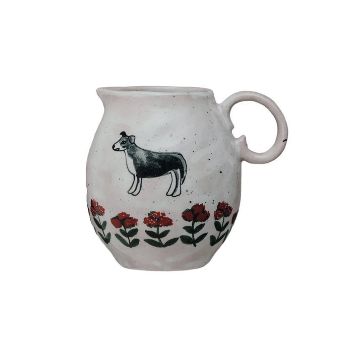 Dog and Flowers Creamer | Creative Co-op