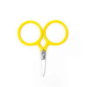 Yellow-handled scissors on a white background