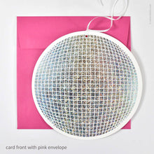 Load image into Gallery viewer, Decorative card front with rhinestone pattern on a pink envelope