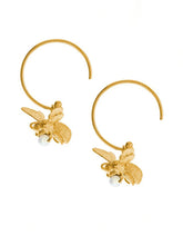 Load image into Gallery viewer, Flying Bee with Pearl Hoop Earrings | Alex Monroe