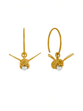 Load image into Gallery viewer, Flying Bee with Pearl Hoop Earrings | Alex Monroe