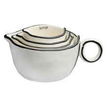 Load image into Gallery viewer, Stoneware White and Black Measuring Cup Set | Creative Co-op